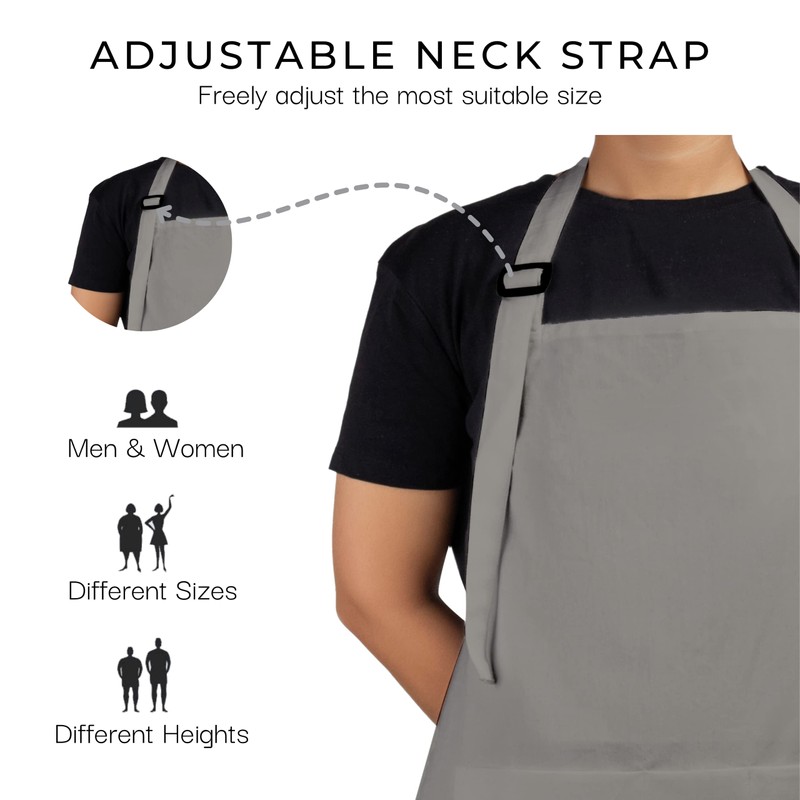 Chef Aprons for Women Men 35x27 Inches Plain Cotton Apron