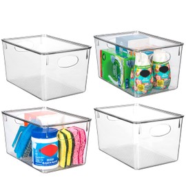 ClearSpace Plastic Storage Bins With lids, 4 Pack – Perfect Pantry Organization and Storage – Fridge Organizer, Pantry Storage Containers and Storage Bins, Cabinet Organizers