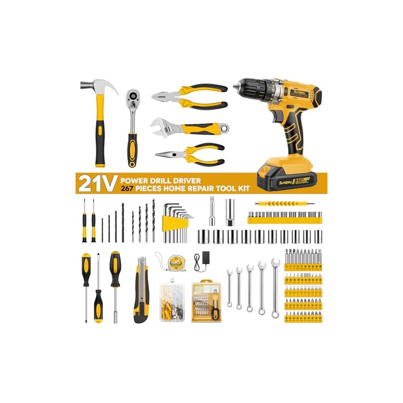 Sundpey 267-Piece Tool Kit with Drill - Basic General Home