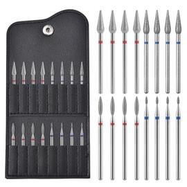 KADS 16Pcs Nail Drill Bits Set for Acrylic Gel Nails Polishing with PU Leather Storage Pouch Fits Electric Nail File, Efile & Drill Machine for Nail Art, Removal & Shaping (Black)