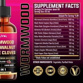 MILIVOL 2 Packs of 30ml - 11in1 Black Walnut Wormwood Tincture Extract with Whole Cloves, Berberine and 8 More - 4 Months Supply - 2 Fl Oz - Berry Mix Flavor