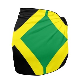 Yorfeemge Jamaican Flag Swimsuit Cover Ups for Women Beach Cover Ups Sheer Chiffon Bikini Wrap Skirt for Swimwear Sarong Wraps for Women