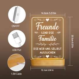 Attivolife Gift to My Friends, Friendship Night Light, LED Warm Bedside Lamp for Best Friend Partner Wooden Room Decoration Birthday Thanksgiving Christmas
