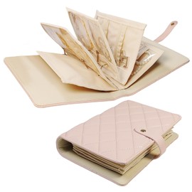 Luxmeroletta Travel Jewelry Organizer Bags,Portable Clear Zipper Storage Booklet Case Wallet Pouch for Bracelets,Earring,Rings,Necklace Classify (Pink)