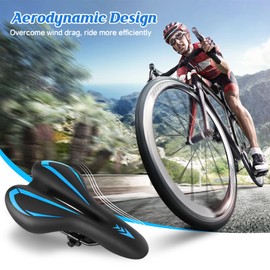 Comfortable Gel Bike Seat with Extra Soft Cushion Padded.Ergonomic Bicycle Saddle Cushion with Waterproof PU Leather for Men Women,Fits Most Bikes