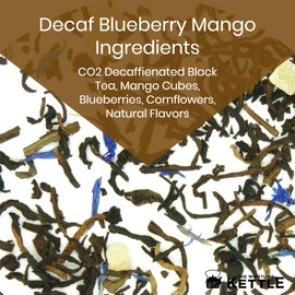 The Whistling Kettle Decaf Blueberry Mango Tea- Decaffeinated Fruity Flavored Black Tea with Blueberry and Mango- 4oz (60 servings)