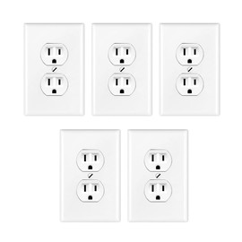 WIRESTER 2.75 inch x 4.5 inch Duplex Outlet Cover Wall Plate/Switch Plate, Blank Wallplate - White, 5 Pack