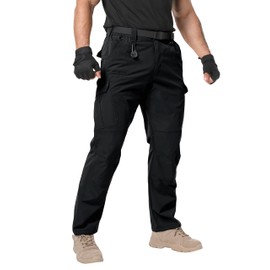 Arunlluta Men’s Tactical Pants, Ripstop Water Resistant Cargo Work Pants for Men, Stretch Hiking Pants Lightweight Black