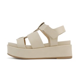 Soda “Amenda” ~ Women Round Toe Fisherman Platform Low Heel Wedge Sandal with Adjustable Ankle Strap (Beige Pu, us_footwear_size_system, adult, women, medium, 7)