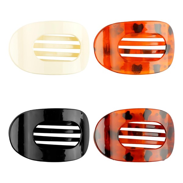 Lotsdonxia 4Pcs Flat Hair Clips for Women Curved Design, Strong