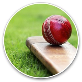 Vinyl Stickers (Set of 2) 25cm - Cricket Bat Red Ball Sports Men Boys #8267