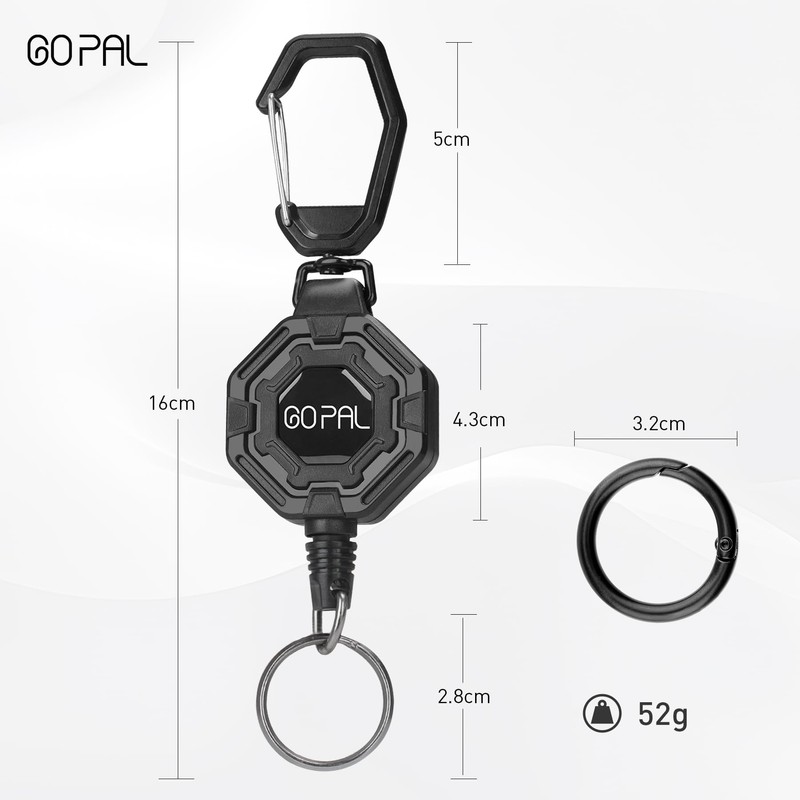 Go Pal GF02 Reel Keychain with Carabiner Wire Reel Telescopic