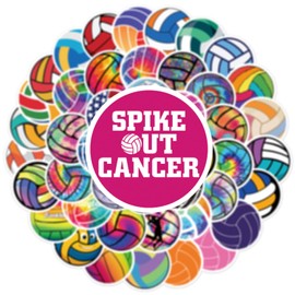 50PCS Volleyball Stickers for Teen Girls Team Players Coach, Large Waterproof Vinyl Volleyball Sport Stickers Pack, Volleyball Gifts for Laptops,Journal,Luggage,Skateboard,Water Bottles (Multicolor)