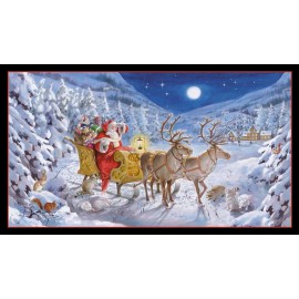 Elizabeth Studios Santa Claus is Coming ~ Santa & Quilt ~ 24" Holiday  Quilt Panel