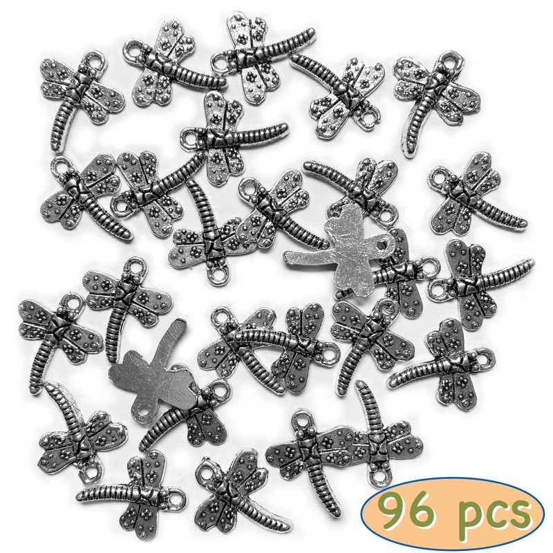 Heather's cf 96pcs Dragonfly Charm for Bracelet Antique Silver Animal