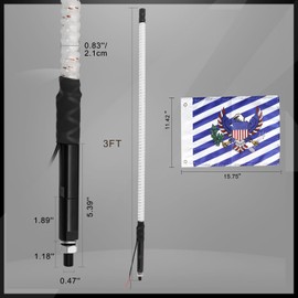 2PCS 3FT Blue COB UTV Whip Lights, Waterproof Flag Pole Whip Lights for Side by Side, COB Whip Light for Can-Am Polaris ATV UTV Truck Maverick X3 Dune Buggy