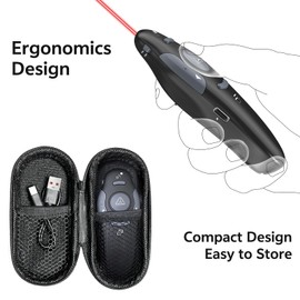 CLIKBUTM [2 Units] Presentation Clicker with 2 Cases Storage: PowerPoint Wireless Presenter Remote: USB Type C Rechargeable Red Laser Pointer Clickers Computer Project Mac PPT Slideshow Google Slide Advancer