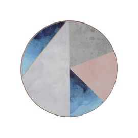 CreativeTops 'Geometric Palette' Printed Round Cork-Backed Drinks Coasters, 12 cm - Blue/Grey (Set of 4)