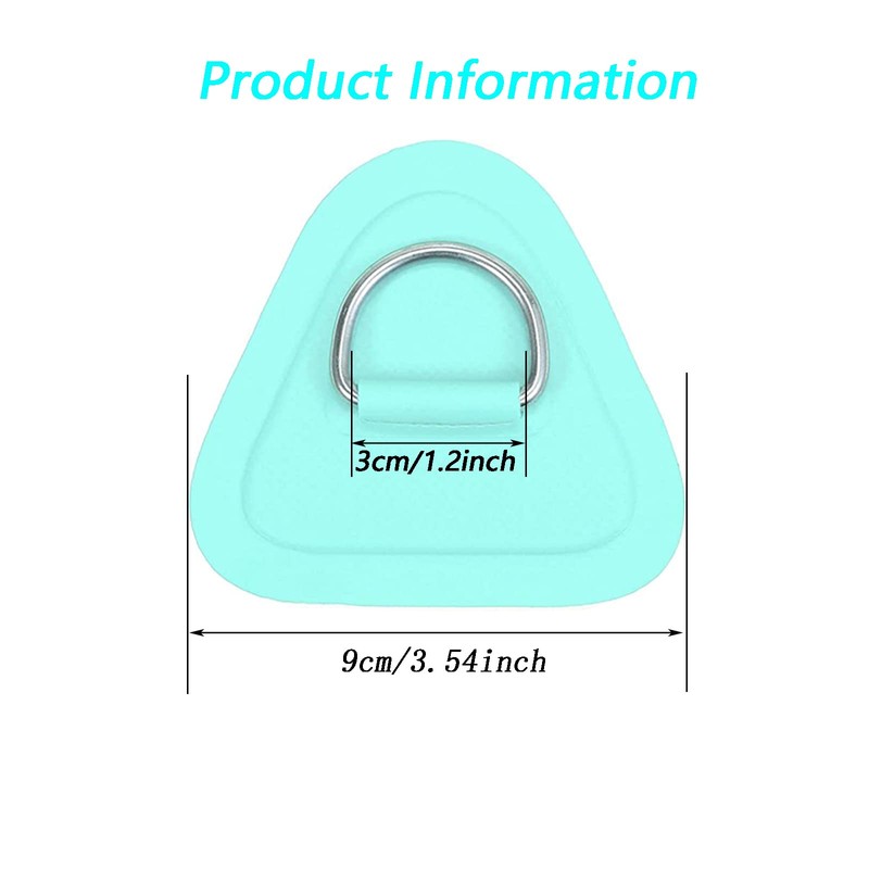 4 Pack Stainless Steel D-Ring Triangle Patch with 2.5m Black