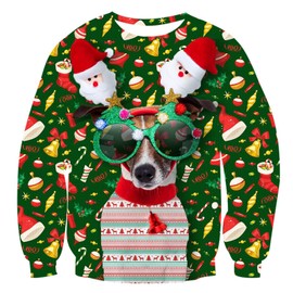 Xumplo Kids Ugly Christmas Sweatshirts Boys Girls 3D Printed Top Child Long Sleeve Crewneck Xmas Pullover T Shirts 4-5 Years Green