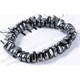 DivaGlamz Hematite Bracelet For Men, Reclaim Your Edge & Confidence Natural Hematite Stone Beaded Stretch Healing Bracelets Inspirational Gift Jewelry (Black Square-2)