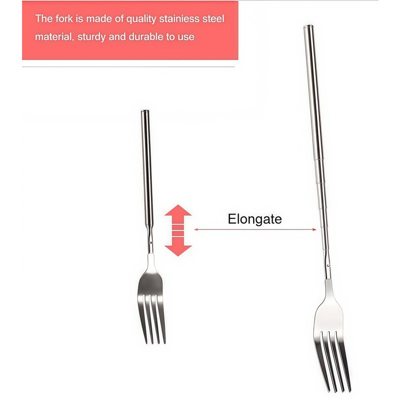 Retractable Fork 1PCS,22 to 65 cm Retractable Stainless Steel Long