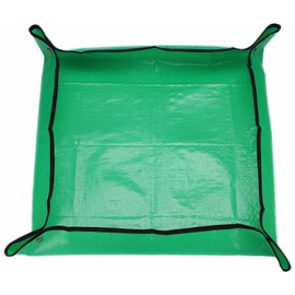 HARFINGTON Repotting Mat 19.7" x 19.7" PE Cloth Waterproof Plant Repotting Mat Foldable Portable Gardening Potting Tray with Metal Buckle for Indoor Plant Change Soil Watering, Green