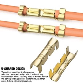 Suzoye 100 Pieces U Shape Copper Ring Terminals Crimp Wire Non-Insulated CableConnector