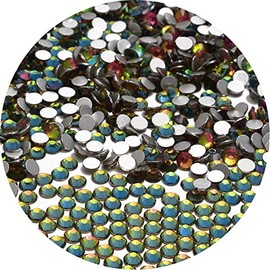 NCB 1500pcs Flatback Round Glass Nail Art Rhinestones Crystal for DIY Making Accessories Shoes, Clothes, Face Art, Bags, Manicure (Vitrail Medium, SS16 1500pcs)
