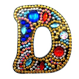 MEDOYOH DIY Letters "D" Diamond Painting Key Chains, Double-Sided Retro DIY Diamond Painting Kits Keychain, DIY Letters Art Craft Crystal Diamond Keyring Kits for Key Chain Pendant Bag Decor Brooch