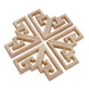 4pcs Wood Carved Mouldings Corner Onlay Applique Furniture Craft Unpainted