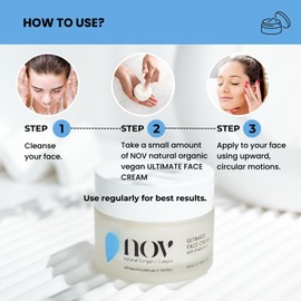 NOV Natural Organic Vegan Ultimate Face Cream – Hydrating Anti-Aging Moisturizer, Lightweight Formula for Smooth & Radiant Skin, Suitable for Sensitive Skin