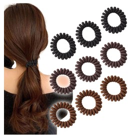 Herbeluemily Hair Rubber Spring Rubber Spiral Hair Rubber Natural Color Stylish Set of 9 B