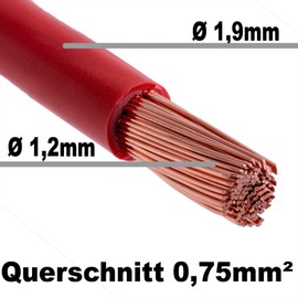 DCSk Vehicle Cable – 0.75 mm² – 10 Metres – FLRY B Asymmetrical – 0.75 mm² – Car Cable Stranded – Blue – 0.75 mm²