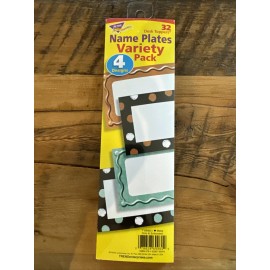 TREND Metal Dots & Squiggles Embossed Name Plates Variety Pack, 32 Count