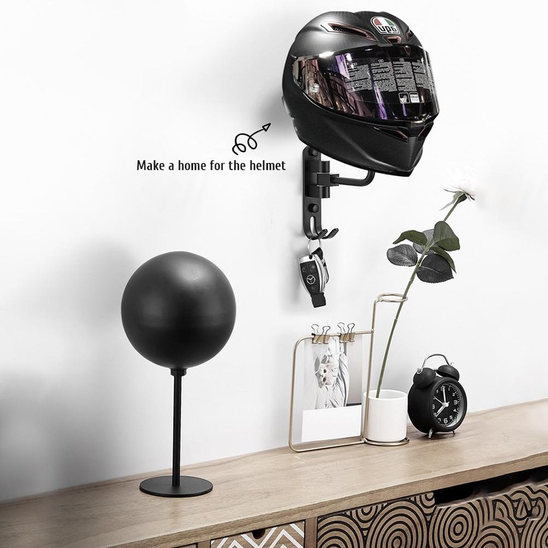 Helmet Holder 180 Degree Rotation Helmet Rack with 2 Hooks