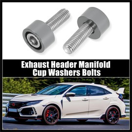 Hihaha 9 Pcs M8x1.25 Exhaust Header Manifold Cup Washers Bolts Engine Racing Exhaust Header Cup Bolts Titanium Tone for Honda Civic for Acura Durable Material
