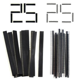 50 Piece 2.54mm Pin Headers PCB Board 40 Pin Male and Female Header Connector Kit for Arduino Prototype Shield,25pcs Male Header, 25pcs Female Header