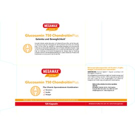 Megamax Glucosamin 750 mg + Chondroitin 120 - Gelenkkapseln hochdosiert + Chondroitin Plus Vitamin-Spurenelement-Kombination: Vitamin C Kupfer Mangan -frei von Stearinsäure -Laktosefrei