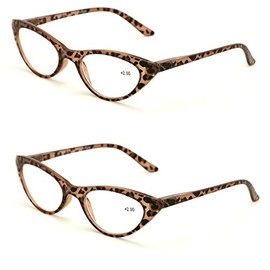V.W.E. 2 Pairs Deluxe Female Cateye Vintage Reading Glasses Women Readers (2 Tortoise, 3.50)
