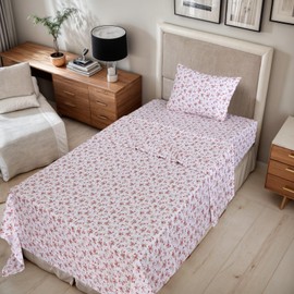 RUVANTI 100% Cotton Twin XL Sheet Sets, 3 Pieces, Soft & Breathable Percale Weave Bedding, Deep Pocket 16", Hotel Standard, Crisp Cool Feel, Durable, Perfect Size Floral Sheets, Bouquet