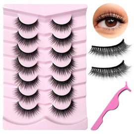 AddFavor False Eyelashes Wispy Fluffy Eye Lashes Faux Mink Fake Eyelashes 7 Pairs Pack Natural Look Strip Lashes