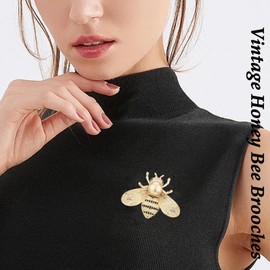 Vintage Crystal Honey Bee Brooches for Women,Sparkly Rhinestone Insect Bee Brooches Charm Faux Pearl Yellow Sun Flower Honeybee Lapel Pins Dress Suit Shirt Prom Party Jewelry (Style A)