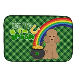 Caroline's Treasures WDK4885DDM Toy Apricot Poodle St. Patrick's Day Dish Drying Mat Absorbent Dish Drying Mat Pad for Kitchen Counter Dish Drainer Mat for Countertop, 14 x 21", Multicolor