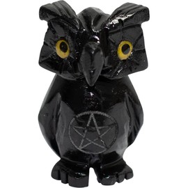 Spirit Animal 1.25 Inch Black Onyx Owl with Pentacle