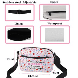 JYTAPP Korean K-Drama K-Pop Crossbody Bag Korean Drama Fan Gift Just Want to Watch K-Drama Funny Korea Lover Crossbody Purse (Beige)