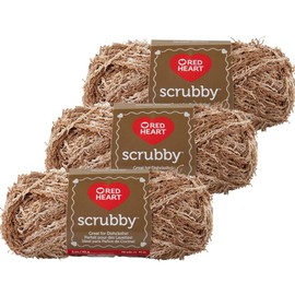 Red Heart 3 Pack Scrubby Yarn – Polyester Specialty Yarn – Almond