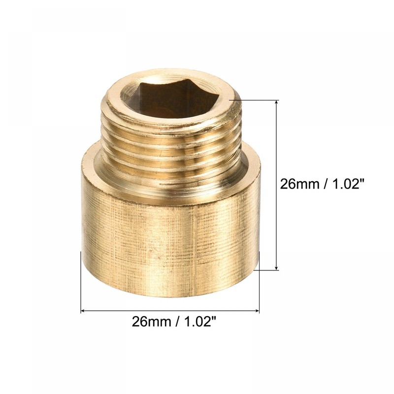 sourcing map Brass Extension Pipe Fitting 15mm G1/2 Female to