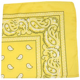 Paisley 100% Cotton Double Sided Bandana - 22 inches (Yellow)