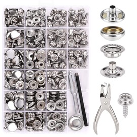 Canvas Snap Kit, CENOZ Marine Grade Stainless Steel Snaps, Screw Snaps,Boat Cover Snaps, Carpet snap kit with Setting Tool for Boat Cover Furniture (silver-314PCS)